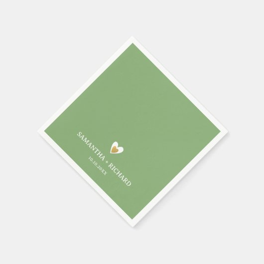 Serviette En Papier Simple Elegant Sage Green Gold Mariage (Coin)