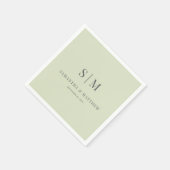 Serviette En Papier Simple Elegant Sage Vert Monogramme Mariage (Coin)