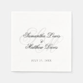 Serviette En Papier Simple Élégant Script Bride Groom Monogram Mariage (Devant)
