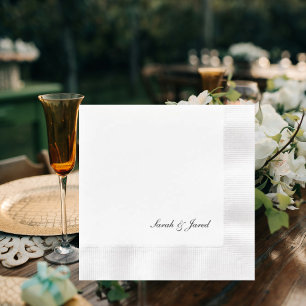 Serviette En Papier Simple élégant Script Mariage Cocktail Coin