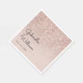 Serviette En Papier Simple Élégant Script Rose Pailleté (Coin)