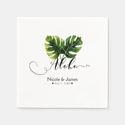 Serviette En Papier Simple Elegant Tropical Palm Feuille Mariage chic (Devant)
