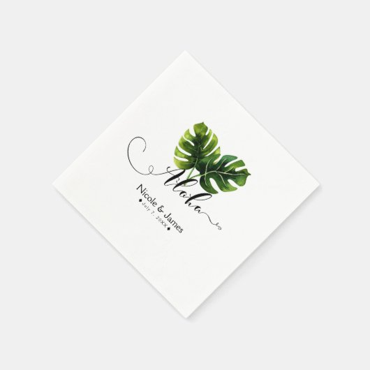 Serviette En Papier Simple Elegant Tropical Palm Feuille Mariage chic (Coin)
