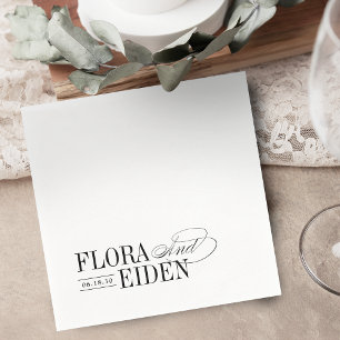 Serviette En Papier Simple Élégant Typographie Mariage Intemporel