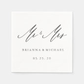 Serviette En Papier Simple élégante calligraphie M. et Mme Mariage (Devant)