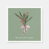 Serviette En Papier Simple élégante nature botanique de Noël (Devant)