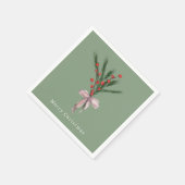 Serviette En Papier Simple élégante nature botanique de Noël (Coin)