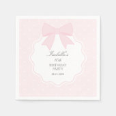 Serviette En Papier Simple élégante Pastel Pink Bow Girl Anniversaire (Devant)