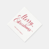 Serviette En Papier Simple élégante Rouge Script moderne Noël (Coin)
