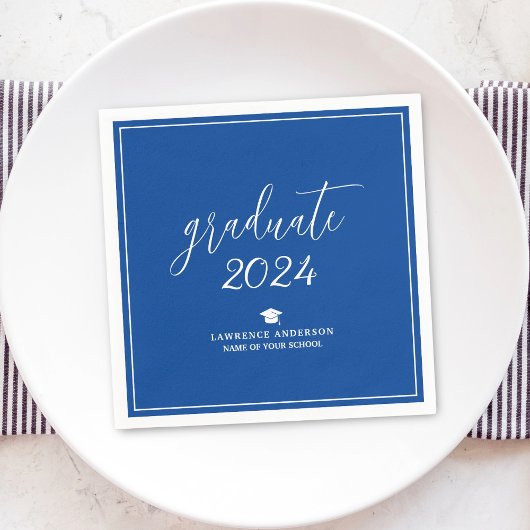 Serviette En Papier Simple élégante Royal Blue Graduate 2024 Graduatio