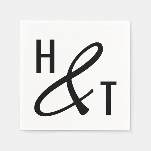 Serviette En Papier Simple Élégante Typographie Ampersand Monogrammes (Devant)