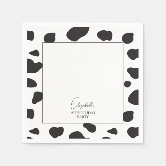 Serviette En Papier Simple élégante vache noire et blanche Impression (Devant)