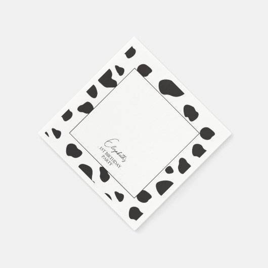 Serviette En Papier Simple élégante vache noire et blanche Impression  (Coin)