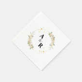 Serviette En Papier Simple Elégante Verdure Couple Initiales Mariage (Coin)
