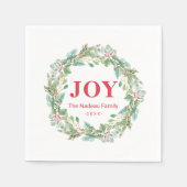 Serviette En Papier Simple élégante Wreath Joie moderne Noël (Devant)