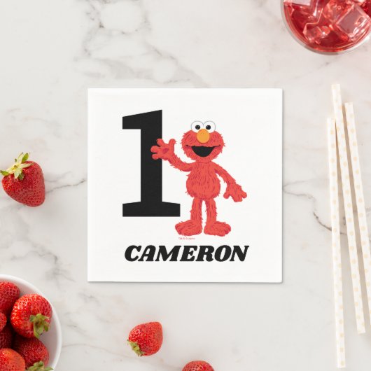 Serviette En Papier Simple Elmo 1er anniversaire (En situation)