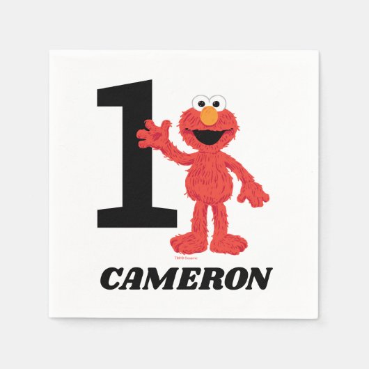 Serviette En Papier Simple Elmo 1er anniversaire (Devant)