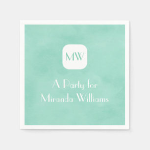Serviette En Papier Simple et Chic Monogramme Vert Menthe Avec Nom