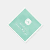 Serviette En Papier Simple et Chic Monogramme Vert Menthe Avec Nom (Coin)