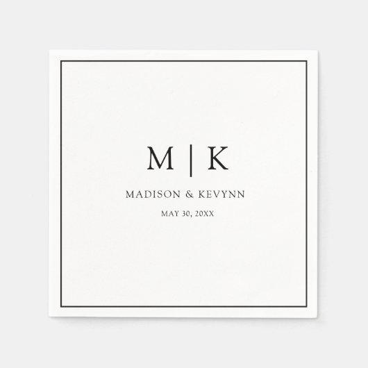 Serviette En Papier Simple et Chic | Serviettes de mariage (Devant)
