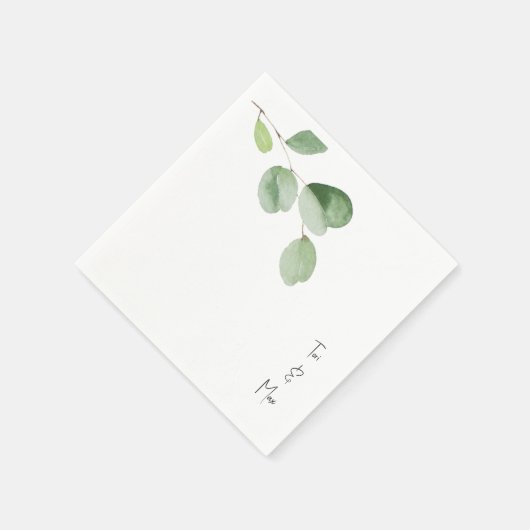 Serviette En Papier Simple Eucalyptus Stem Moderne Font Names Cocktail (Coin)