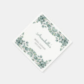 Serviette En Papier Simple Eucalyptus Vert Blanc Mariage  (Coin)
