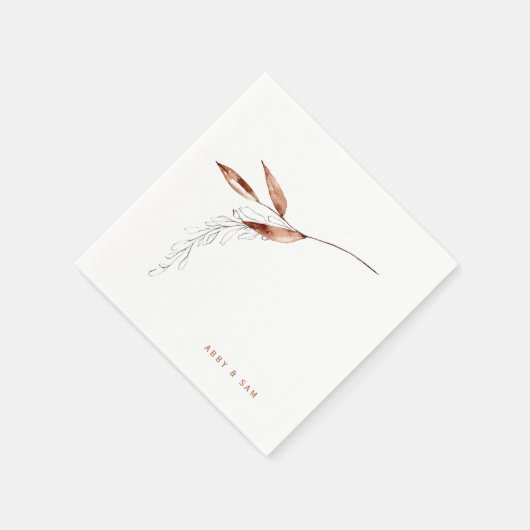 Serviette En Papier Simple Fall Foliage Mariage Couple Names Cocktail (Coin)