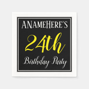 Serviette En Papier Simple, fête d'anniversaire 24e avec nom personnal