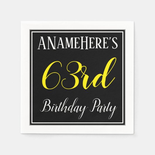 Serviette En Papier Simple, Fête d'anniversaire 63 ans avec nom person (Devant)