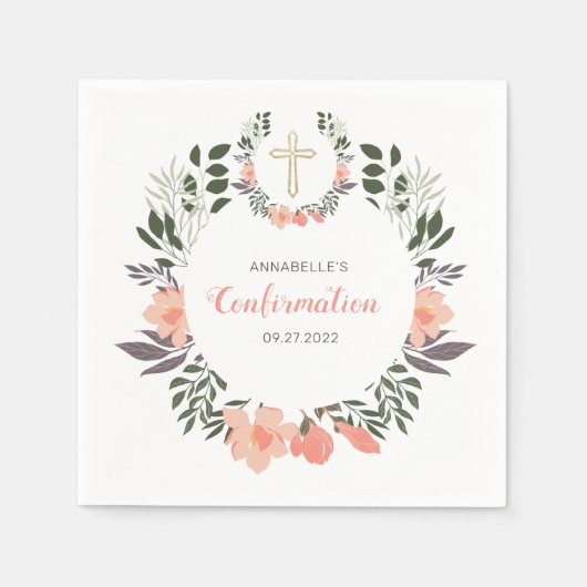 Serviette En Papier Simple fête de confirmation florale (Devant)