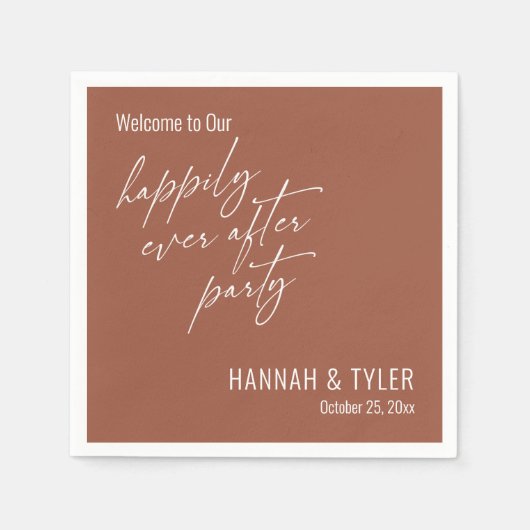 Serviette En Papier Simple Fête de Mariage Terracotta (Devant)