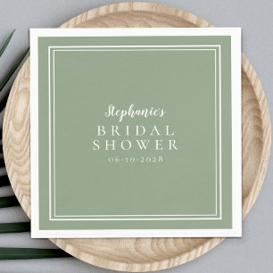 Serviette En Papier Simple Fête de Mariage Vert Sauge Moderne Personna