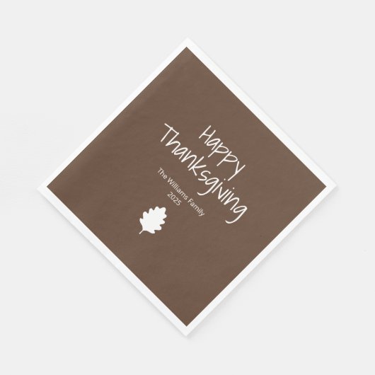 Serviette En Papier Simple Feuille Moderne Famille Thankgiving (Coin)