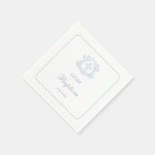 Serviette En Papier Simple Floral Croix Bleue Baptême (Coin)