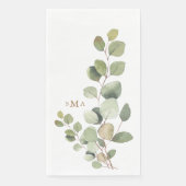 Serviette En Papier Simple Foliage Gold Monogram Mariage invité (Devant)