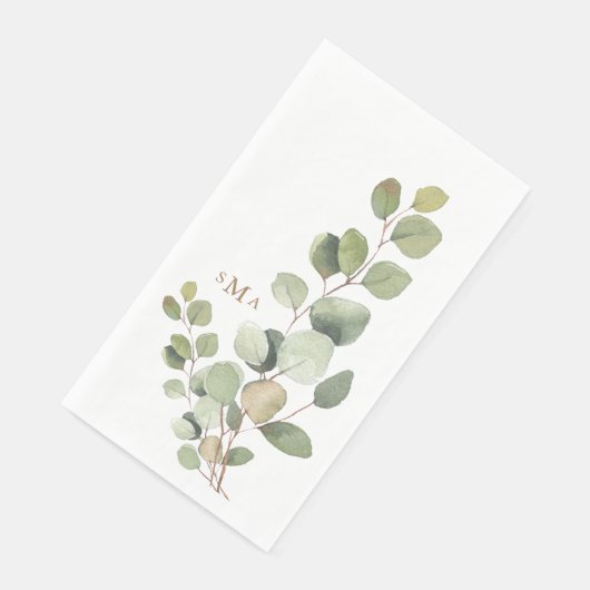 Serviette En Papier Simple Foliage Gold Monogram Mariage invité (Coin)