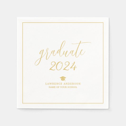 Serviette En Papier Simple Gold Script Graduate 2024 Graduation Party (Devant)