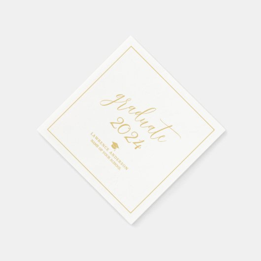 Serviette En Papier Simple Gold Script Graduate 2024 Graduation Party (Coin)