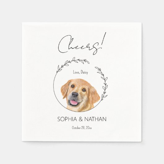Serviette En Papier Simple Golden Retriever Mariage Cocktail (Devant)