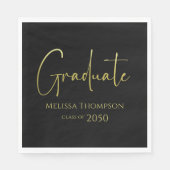 Serviette En Papier Simple Graduation Gold Script Custom (Devant)