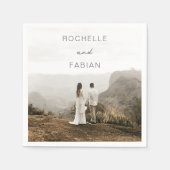 Serviette En Papier Simple Gris Photo Mariage élégant (Devant)