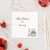 Serviette En Papier simple Hand Drawn 30th Birthday  (En situation)