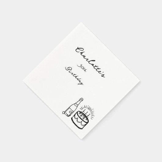 Serviette En Papier simple Hand Drawn 30th Birthday  (Coin)