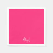 Serviette En Papier Simple Hot Rose Personnalisé Script Cocktail (Devant)