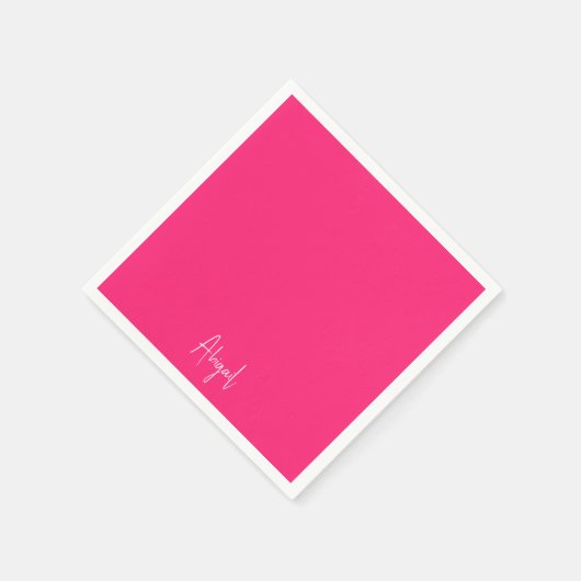 Serviette En Papier Simple Hot Rose Personnalisé Script Cocktail (Coin)