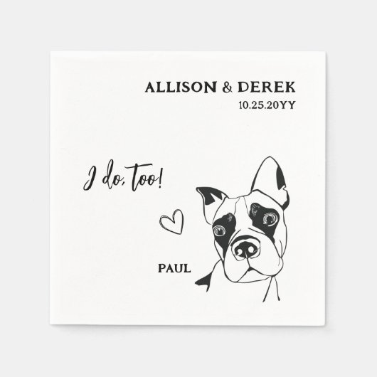 Serviette En Papier Simple I Do Too Chien Nom Boxer Mariage Cocktail (Devant)