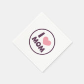 Serviette En Papier Simple I Love Maman's Day | Serviette de table (Coin)