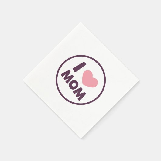 Serviette En Papier Simple I Love Maman's Day | Serviette de table (Coin)