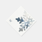 Serviette En Papier Simple Icy Blue Grand Snowflake Monogram Cocktail (Coin)