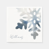 Serviette En Papier Simple Icy Blue Large Snowflake Cocktail personnal (Devant)